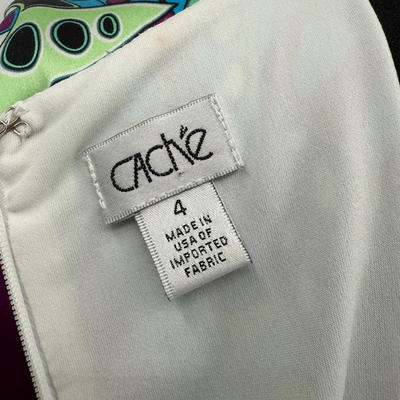 Cache Women's Dress Vtg Silk Medium Psychedelic Floral Shift Mod Y2K Dress Sz 4 - Picture 9 of 10